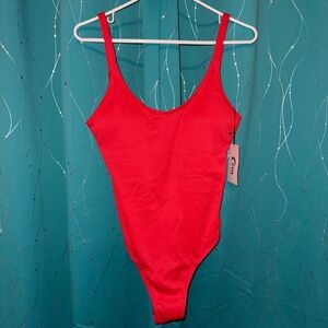 ZYIA Red Ribbed Women's One Piece Swimsuit XL